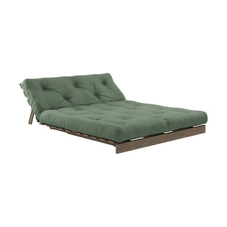 Divano convertibile Roots legno verde / L 140 cm - 3 posizioni / Struttura marrone - KARUP DESIGN
