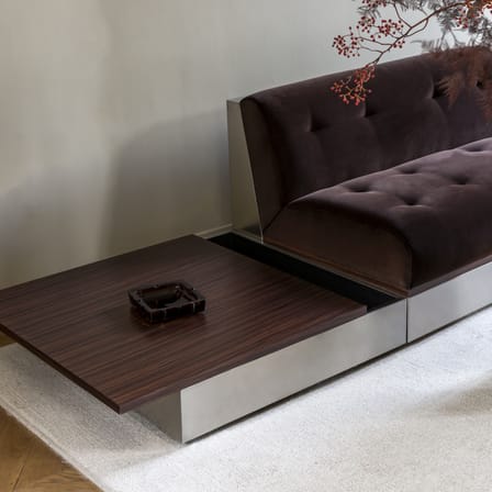 Stanley Large Coffee table natural wood / 85 x 85 x H 20 cm - Sliding Tray - RED Edition
