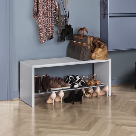 Banc Montsk bois gris / Rangement chaussures - L 100 cm - MONTANA