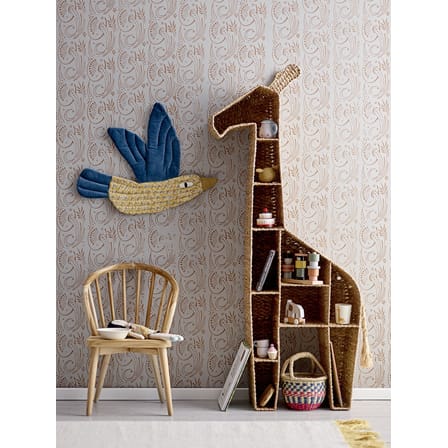 Bibliothèque Girafe fibre végétale beige bois naturel / à poser - L 46 x H 148 cm - Bloomingville