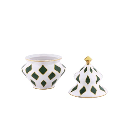 Delight Candy jar ceramic green / Hand-decorated - Ø 15.5 x H 22 cm - Alessi