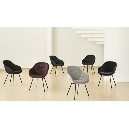 Fauteuil rembourré About a chair AAC127 tissu vert / Dossier haut - Velours intégral & métal / Seconde vie - Hay