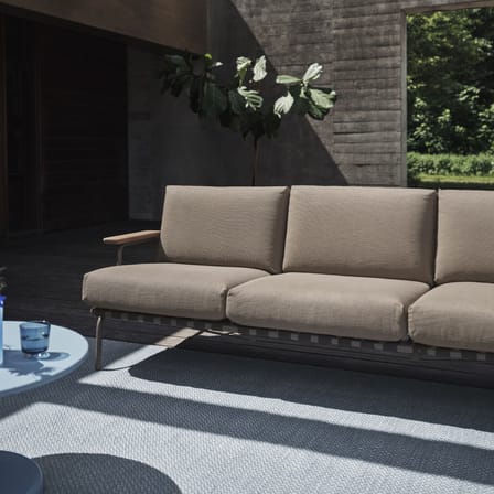 Gartensofa 3-Sitzer Settle textil beige / L 218,5 cm - Muuto