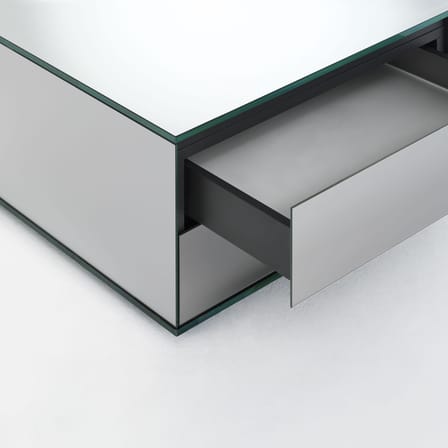 Table basse Ollie verre transparent / 120 x 120 cm - 2 tiroirs - Glas Italia