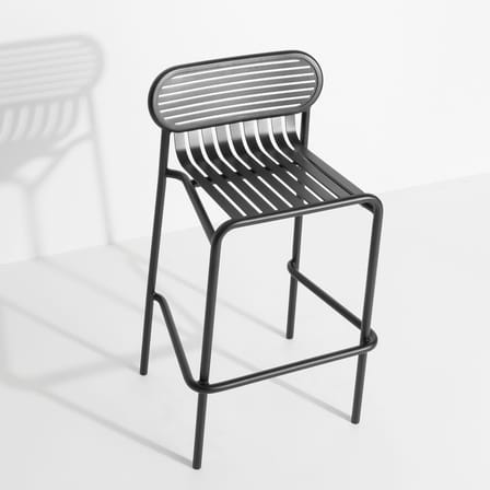 Tabouret de bar Week-End métal noir / Aluminium - H 80 cm - Petite Friture
