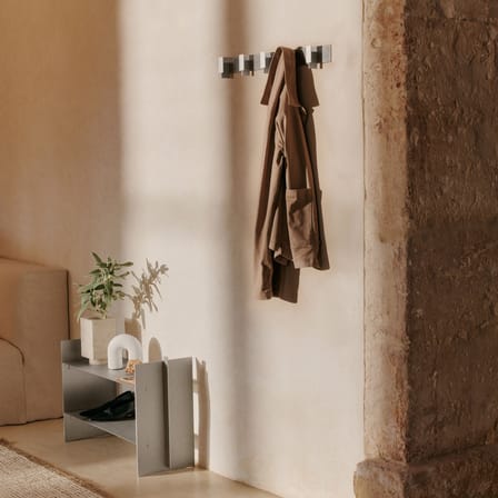 Lager Wall coat rack metal silver / L 71 cm - 5 hooks - Ferm Living