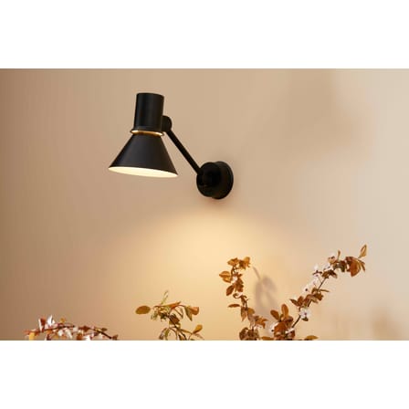 Applique Type 80 W2 métal noir / Bras articulé - Branchement mural - Anglepoise
