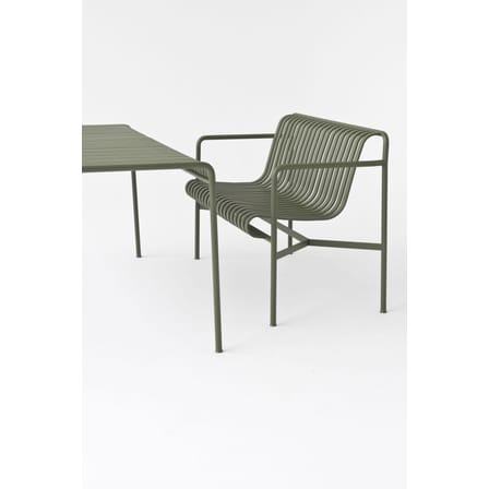 Banc avec dossier Palissade Dining métal vert / L 128 cm - Bouroullec, 2016 - Hay