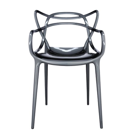 Chaise empilable Masters plastique titane / Métallisé - Philippe Starck, 2010 - Kartell