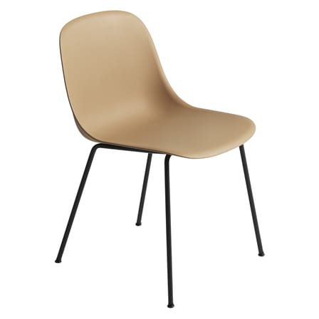 Chaise Fiber plastique jaune / Pieds métal - Plastique recyclé - Muuto
