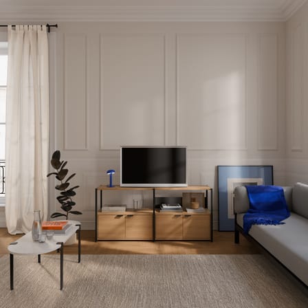 Meuble TV UNIT 2 métal noir / H 85 x L 164 cm - 4 portes - TIPTOE