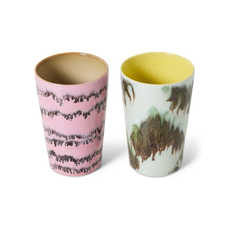 Mug 70s ceramics céramique multicolore / Set de 2 - 46 cl - HK LIVING