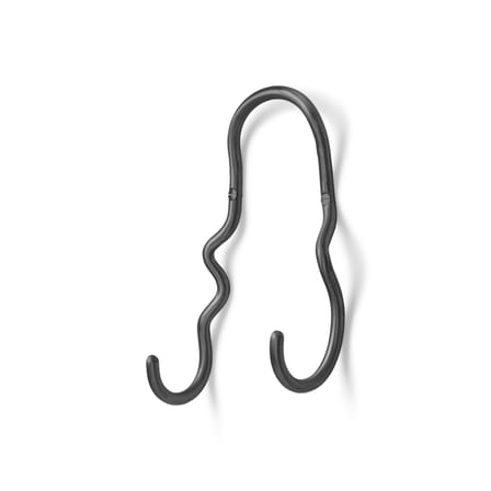 Patère Curvature métal noir / 2 crochets - Laiton - Ferm Living