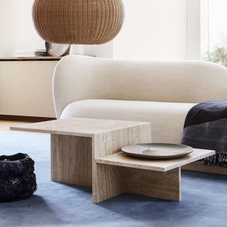 Table basse Distinct pierre beige / Travertin - 100 x 55 x H 35 cm - Ferm Living