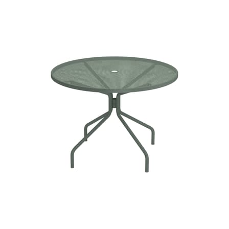 Table ronde Cambi métal vert / Ø 106 cm - Trou pour parasol - Emu