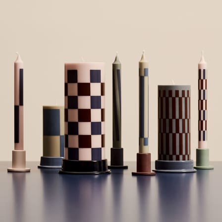 Bougie bloc Column cire multicolore / Ø 7 x H 20 cm - Hay