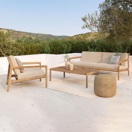 Canapé de jardin 2 places Jack Outdoor tissu bois beige / L 180 cm - Teck - Ethnicraft