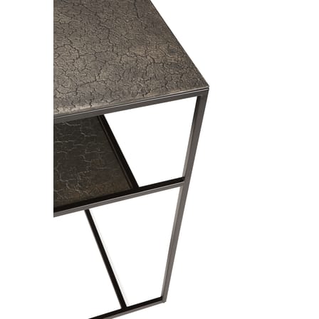 Console Pentagon métal noir / 150 x 40 cm x H 75 cm - Plateaux sculptés main - Ethnicraft