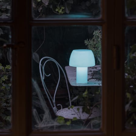 Lampe extérieur sans fil rechargeable Lorosae LED verre bleu - Nemo