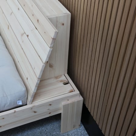 Lit double Layers Headboard / Pour matelas 160 x 200 cm - Avec tête de lit & rangements - KARUP