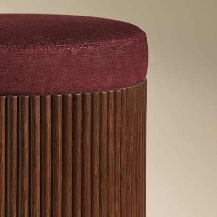 Sitzkissen Riviera textil rot / Beistelltisch (abnehmbares Kissen) - Rattan & Leinen - Ø 36 x H 45 cm - Maison Sarah Lavoine