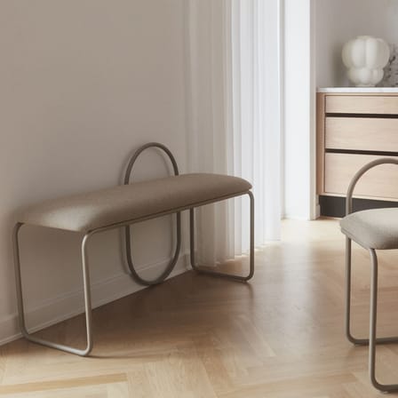 Banc rembourré Angui tissu beige / Polyester recyclé - L 110 cm - AYTM