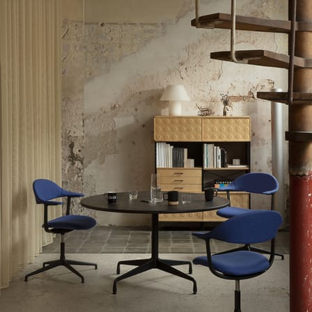 Fauteuil pivotant Mynt Soft tissu bleu / Assise & dossier rembourrés - Vitra