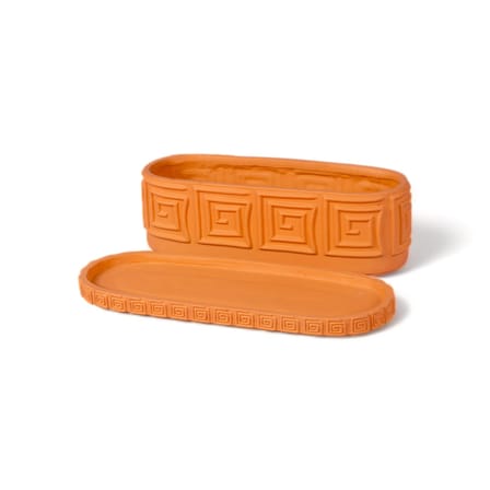 Jardinière Magna Graecia céramique orange / Avec soucoupe - 40 x 16 x H 11 cm - Terre cuite - Seletti