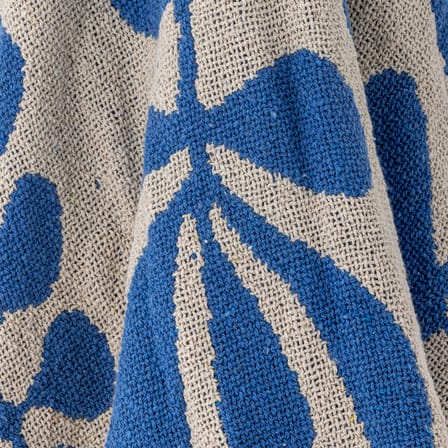 Plaid Nevine tissu bleu / 160 x 130 cm - Coton recyclé - Bloomingville