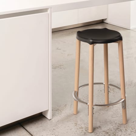 Tabouret de bar Poêle Collection métal noir / By Philippe Starck - H 65 cm - Alessi