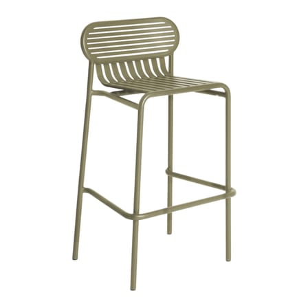 Tabouret de bar Week-End métal vert / Aluminium - H 80 cm - Petite Friture