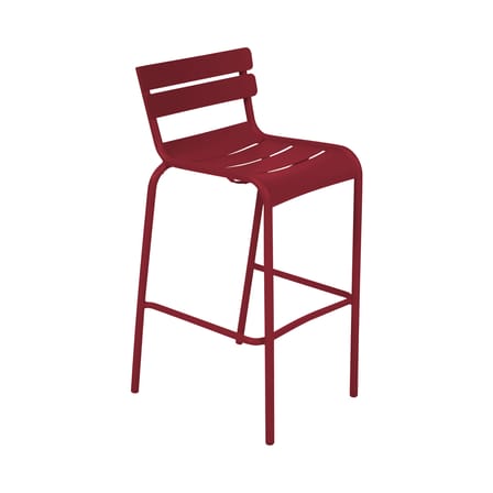 Chaise de bar Luxembourg métal rouge / H 80 cm - Aluminium - Fermob