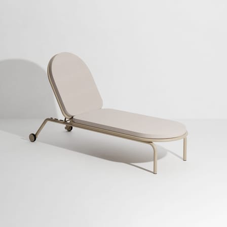 Transat inclinable à roulettes Week-end métal beige / Aluminium - Petite Friture