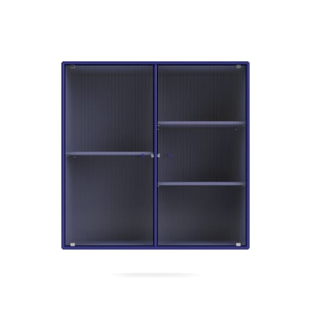 Rangement mural Ripple II bois bleu / Vitrine - L 69.6 x P 30 x H 69,6 cm / Verre ondulé - MONTANA