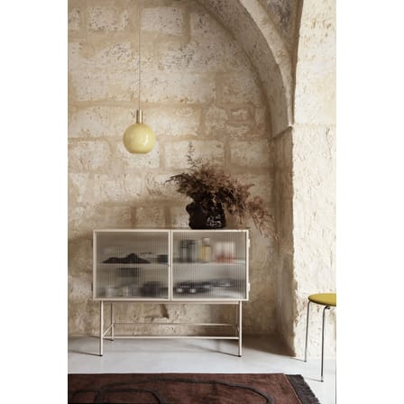 Buffet Haze métal verre beige / L 110 x H 90 cm / 2 portes verre cannelé - Ferm Living