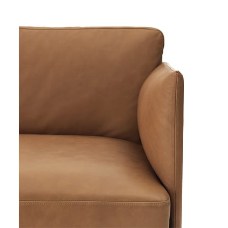 Canapé droit Outline cuir marron / 3 places - L 220 cm - Muuto