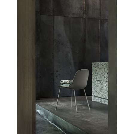 Chaise Fiber plastique gris / Pieds métal - Plastique recyclé - Muuto