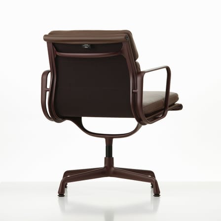 Fauteuil pivotant Soft Pad EA 208 cuir marron / Eames (1969) - Vitra