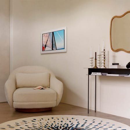 Fauteuil pivotant Bozzolo tissu blanc / Grand modèle - L 110 cm / Laine bouclette - Maison Sarah Lavoine