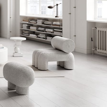 Fauteuil rembourré Foku blanc / Tissu bouclé - 101 COPENHAGEN