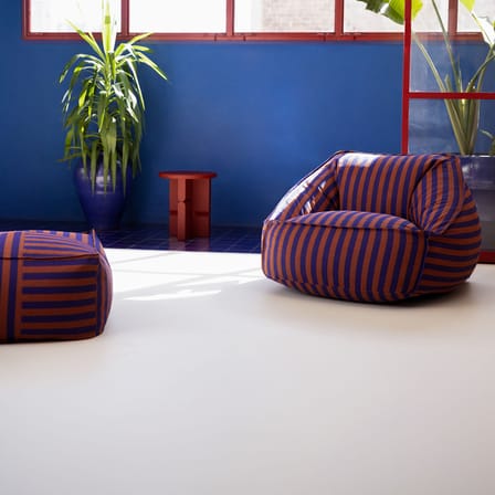 Pouf Otto tissu bleu / Repose-pieds - 55 x 55 cm - NOBODINOZ