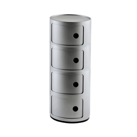 Ablage Componibili plastikmaterial grau silber / 4 Fächer - H 77 cm - Kartell