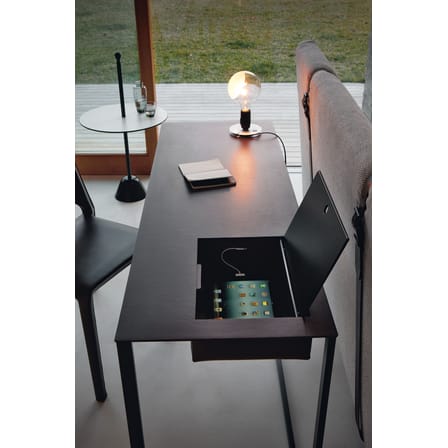 Bureau Calamo cuir blanc gris / Console - Cuir sellier - L 130 cm - Zanotta