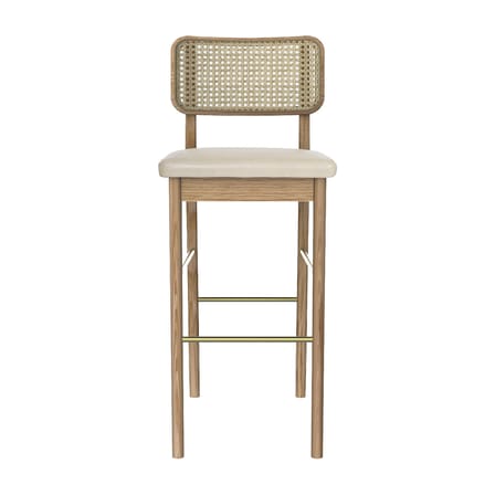 Chaise de bar rembourrée Cannage cuir blanc / H 65 cm - RED Edition