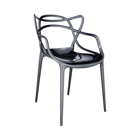 Chaise empilable Masters plastique titane / Métallisé - Philippe Starck, 2010 - Kartell