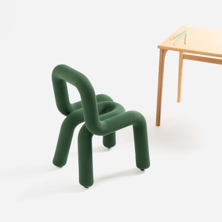 Chaise enfant Mini Bold tissu vert / Rembourrée - Moustache