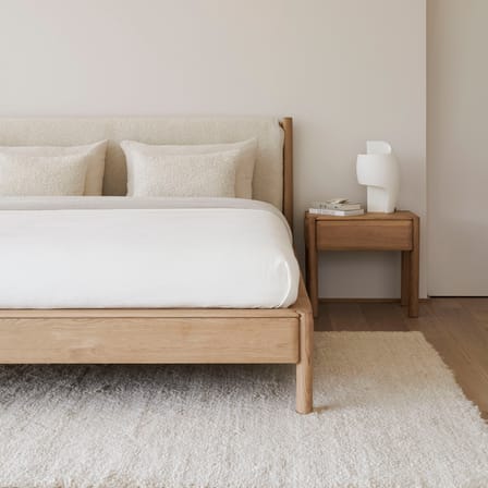 Lit double PI / Tête de lit tapissée - Pour matelas 180 x 200 cm - Ethnicraft