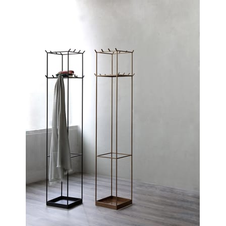 Portemanteau sur pied Slim Irony métal noir / Etagère - 34 x 34 cm x H 169 cm - Zeus