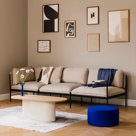 Pouf Folk Petit tissu bleu / Ø 50 x H 25 cm - NOO.MA