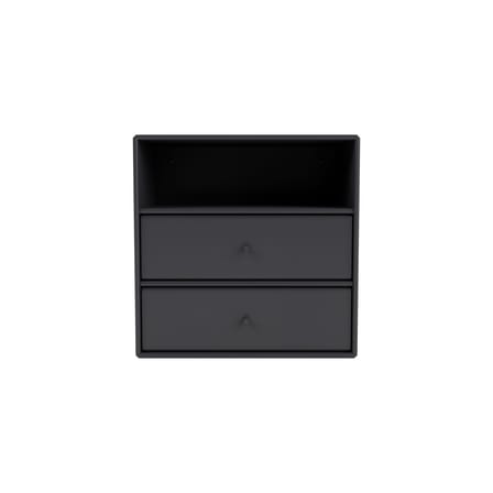 Rangement mural Montana Mini 1006 bois gris / 2 tiroirs + 1 compartiment - 35 x 35 x P 25 cm - MONTANA